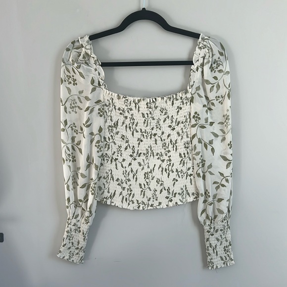 Reformation Tops - Reformation floral blouse ivory and green
